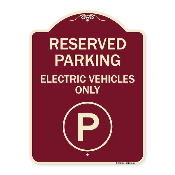 Signmission Reserved Parking Electric Vehicles Heavy-Gauge Aluminum Architectural Sign, 24" x 18", BU-1824-23151 A-DES-BU-1824-23151 - main